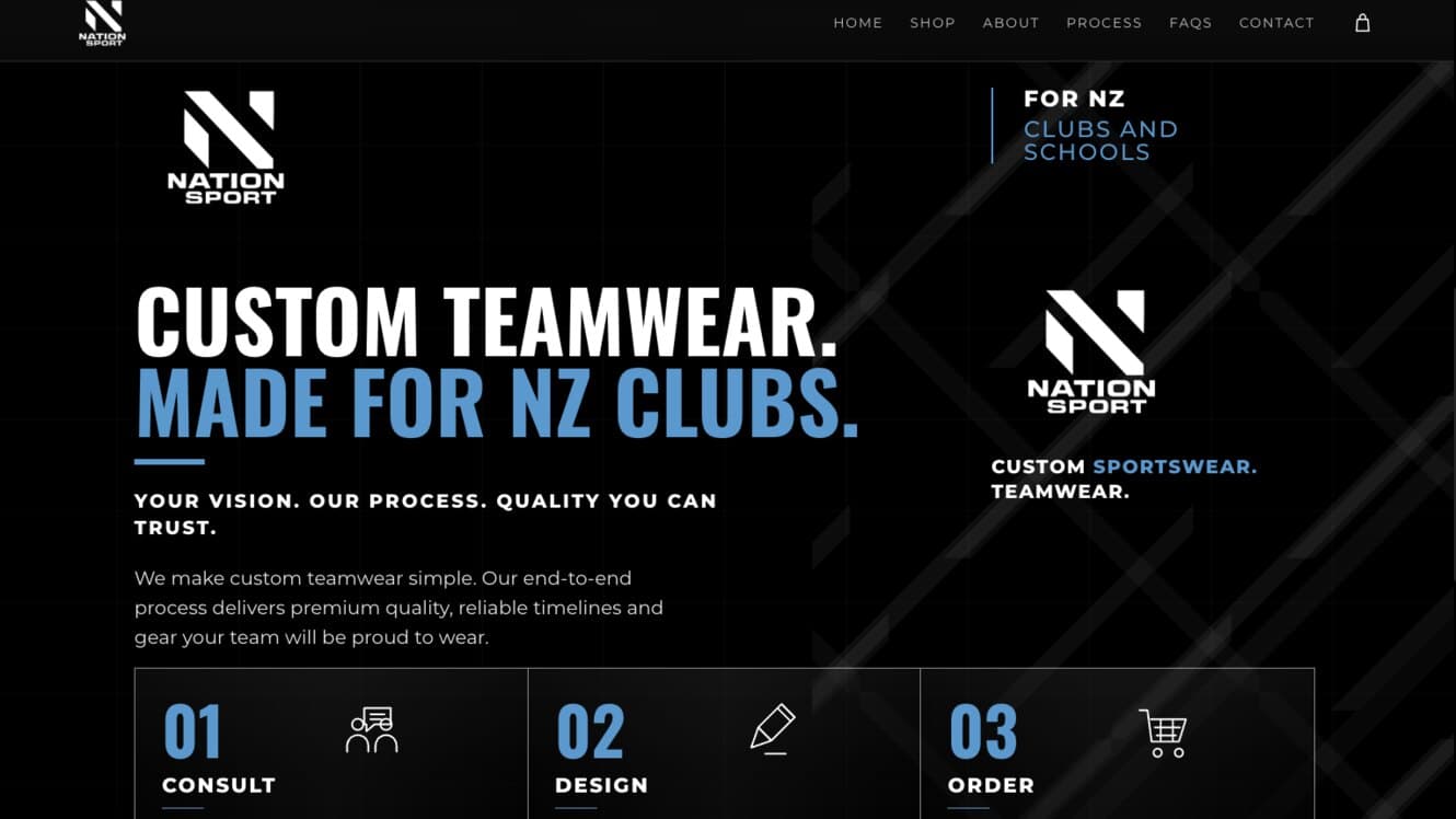 NationSport.co.nz — Teamwear website